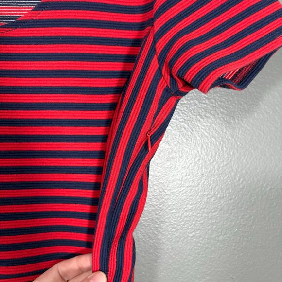 J Crew Women's Blue & Red Striped Preppy Nautical Dress - Size 8 - Pleated Skirt - Picture 5 of 8